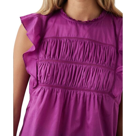 Rails Filomena blouse purple flutter Sleeve Ruffle Lace Berry Size Small - Picture 2 of 9